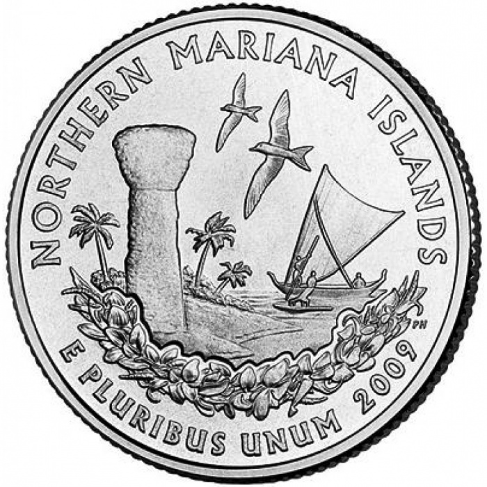 (056p) Монета США 2009 год 25 центов &quot;Северные Марианские острова&quot; 2009 год Медь-Никель  UNC